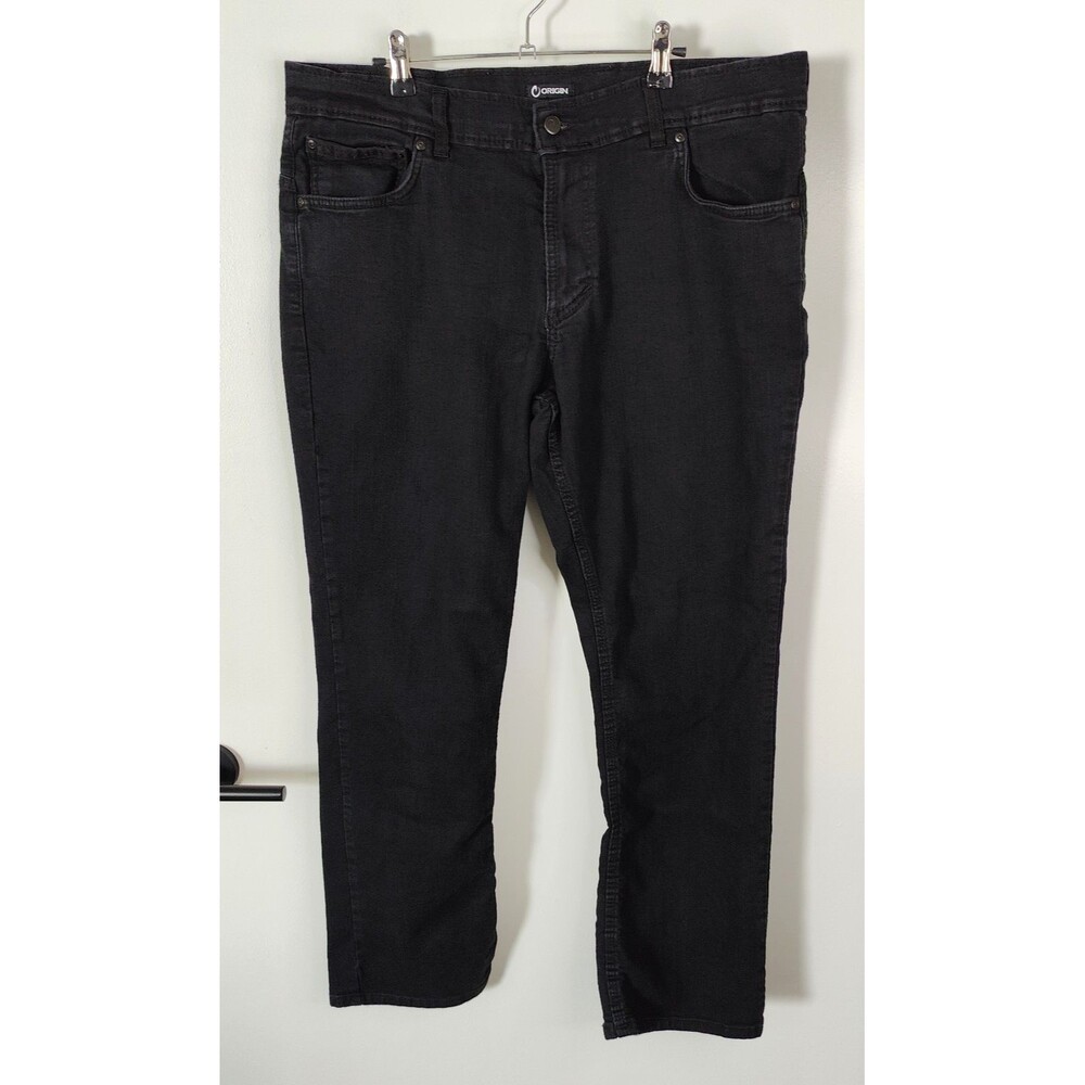 Origin Maine Straight Jeans Mens 36x31 Black Denim OD68 Stretch Made In USA